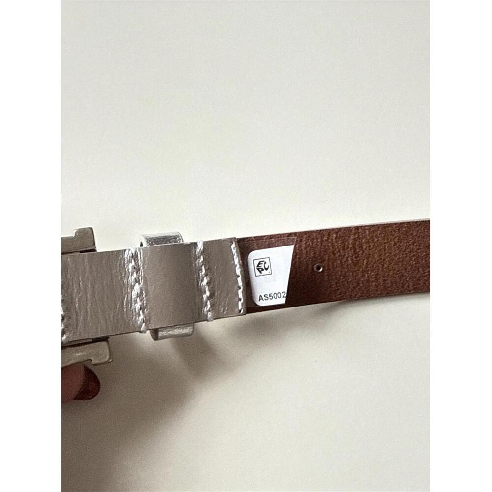 ALLSAINTS New Luna Metallic Leather Silver Western Skinny Womens Belt Size XL - Picture 8 of 11